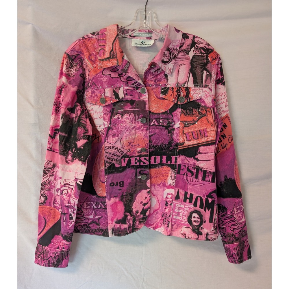 Vintage Erin London Women's M Western Cowgirl Rodeo Rhinestone Truckers Jacket